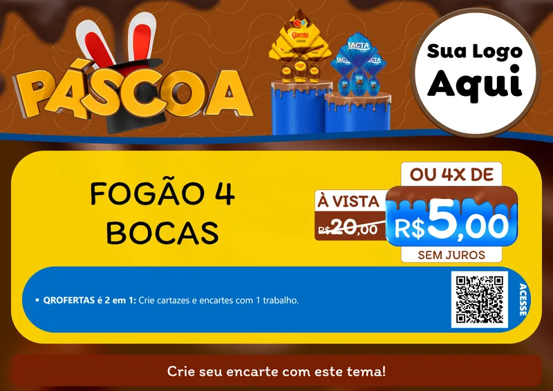Modelo de Cartaz para Cartaz A4 Horizontal com o tema Páscoa para Móveis e Eletro