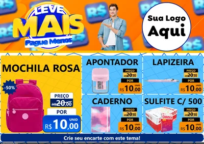 Modelo de Encarte para Encarte A4 Horizontal com o tema Leve Mais, Pague Menos para Papelaria