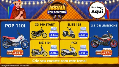 Modelo de TV para TV Horizontal com o tema Arraiá Com Desconto para Concessionaria de Motos