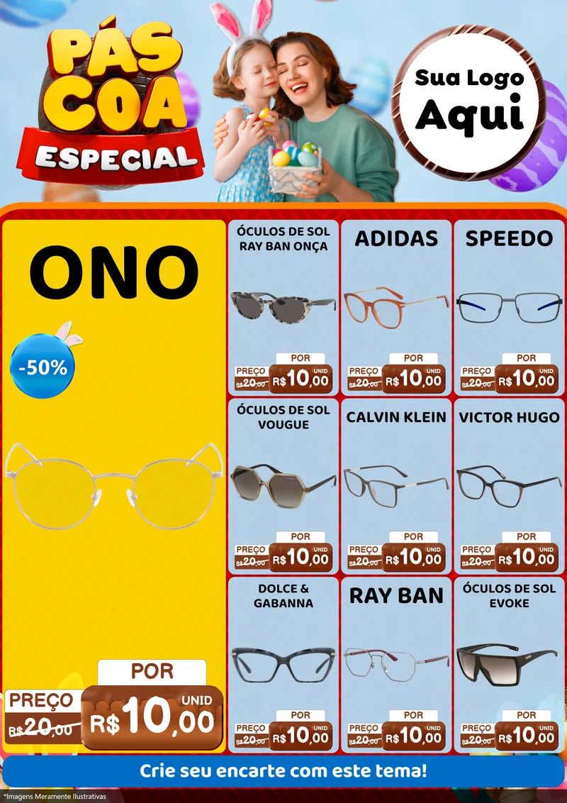 Modelo de Encarte para Encarte A4 Vertical com o tema Páscoa Especial para Óticas