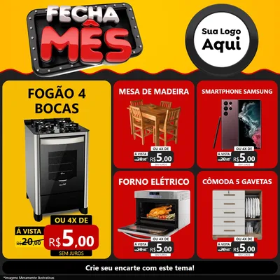 Modelo de Rede Social para Feed Facebook com o tema Fecha Mês para Móveis e Eletro