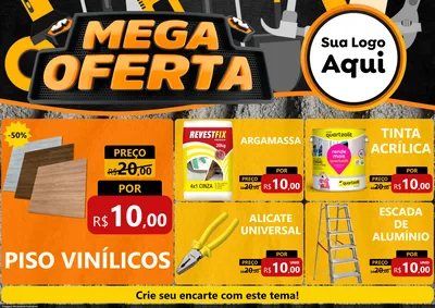 Modelo de Encarte para Encarte A4 Horizontal com o tema Mega Oferta para Material para Construção
