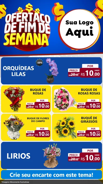 Modelo de TV para TV Vertical com o tema Ofertaço de Fim de Semana para Floricultura e jardim