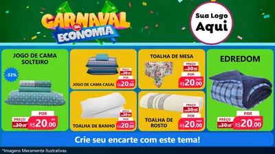 Modelo de TV para TV Horizontal com o tema Carnaval da Economia para Cama, Mesa e Banho