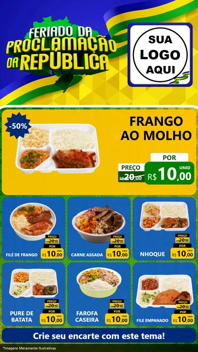 Modelo de Rede Social para Stories com o tema Feriado da Proclamação da República para Restaurante