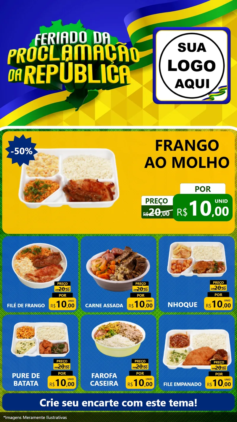 Modelo de Rede Social para Stories com o tema Feriado da Proclamação da República para Restaurante