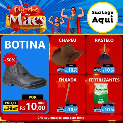 Modelo de Rede Social para Feed Facebook com o tema Dia das Mães para Agropecuária
