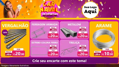 Modelo de TV para TV Horizontal com o tema Carnaval de Ofertas para Ferragens