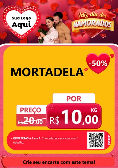 Modelo de Cartaz para Cartaz A4 Vertical com o tema Feliz Dia Dos Namorados para Frios e Laticínios