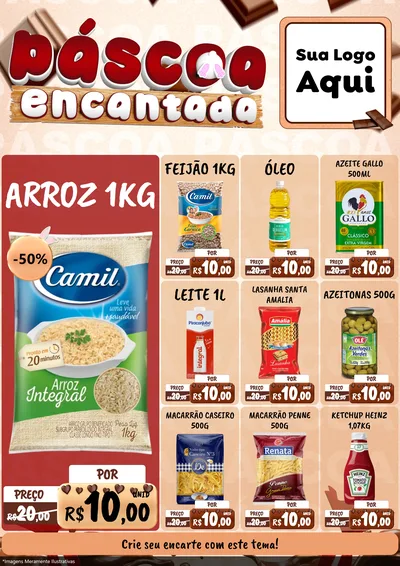 Modelo de Encarte para Encarte A4 Vertical com o tema Páscoa Encantada para Supermercado
