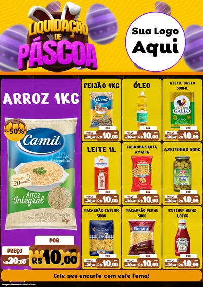 Modelo de Encarte para Encarte A4 Vertical com o tema Liquidação de Páscoa para Supermercado