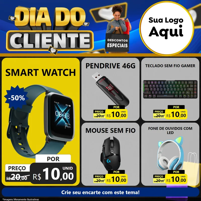 Modelo de Rede Social para Feed Facebook com o tema Dia Do Cliente para Informática