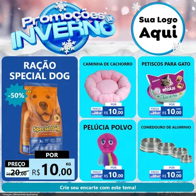Modelo de Rede Social para Feed Facebook com o tema Promoções de Inverno para Pet Shop