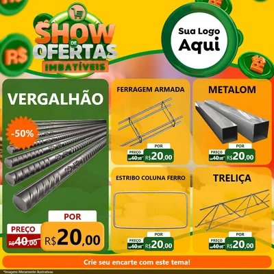 Modelo de Rede Social para Feed Facebook com o tema Show de Ofertas Imbatíveis para Ferragens
