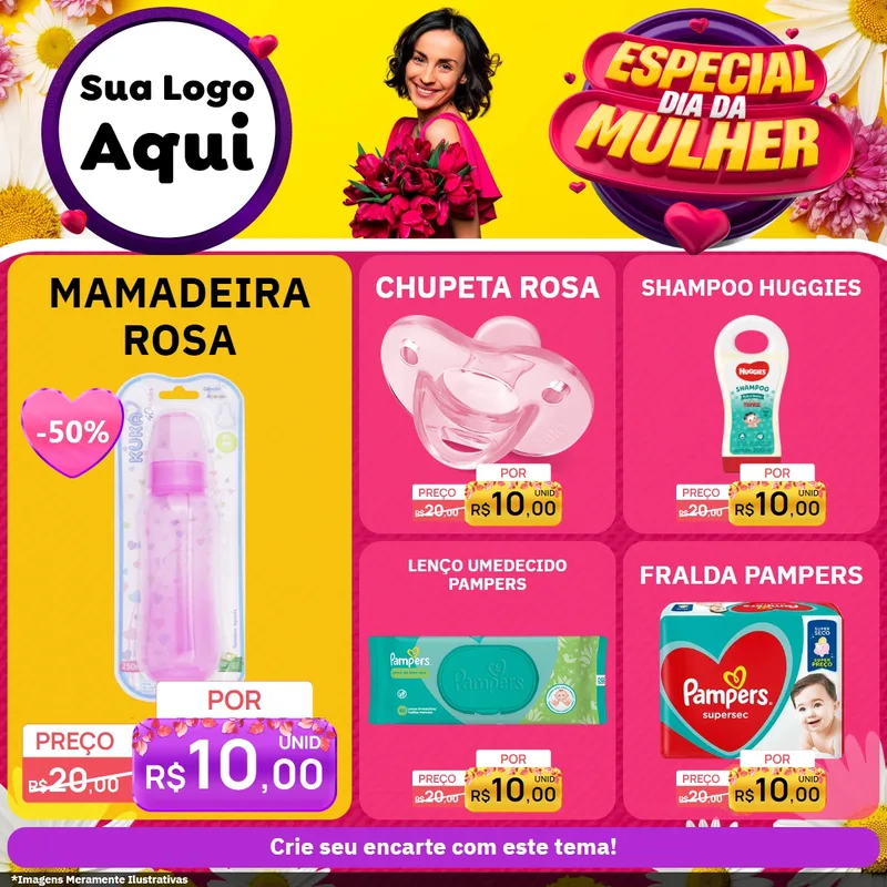 Modelo de Rede Social para Feed Facebook com o tema Especial Dia da Mulher para Bebês