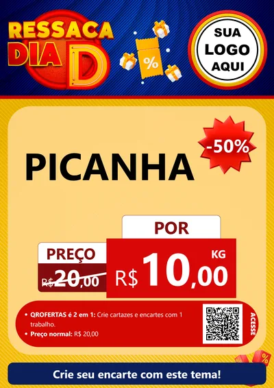 Modelo de Cartaz para Cartaz A4 Vertical com o tema Ressaca Dia D para Açougue