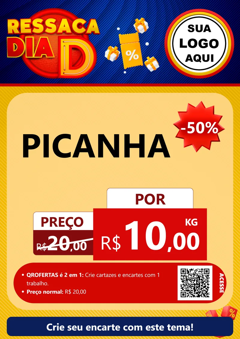 Modelo de Cartaz para Cartaz A4 Vertical com o tema Ressaca Dia D para Açougue