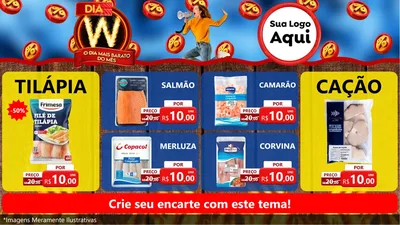 Modelo de TV para TV Horizontal com o tema Dia W - O Dia Mais Barato Do Mês para Peixaria