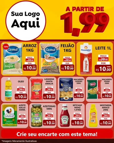 Modelo de Rede Social para Feed Instagram com o tema A Partir de Um e Noventa e Nove - 1,99 para Supermercado