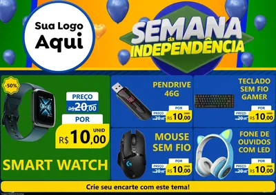 Modelo de Encarte para Encarte A4 Horizontal com o tema Semana da Independência para Informática