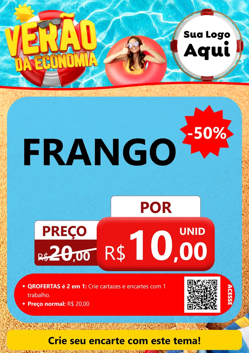 Modelo de Cartaz para Cartaz A4 Vertical com o tema Verão da Economia para Assados