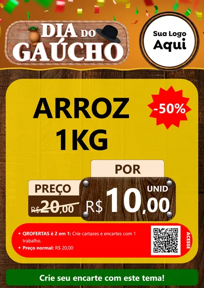Modelo de Cartaz para Cartaz A4 Vertical com o tema Dia do Gaúcho para Supermercado