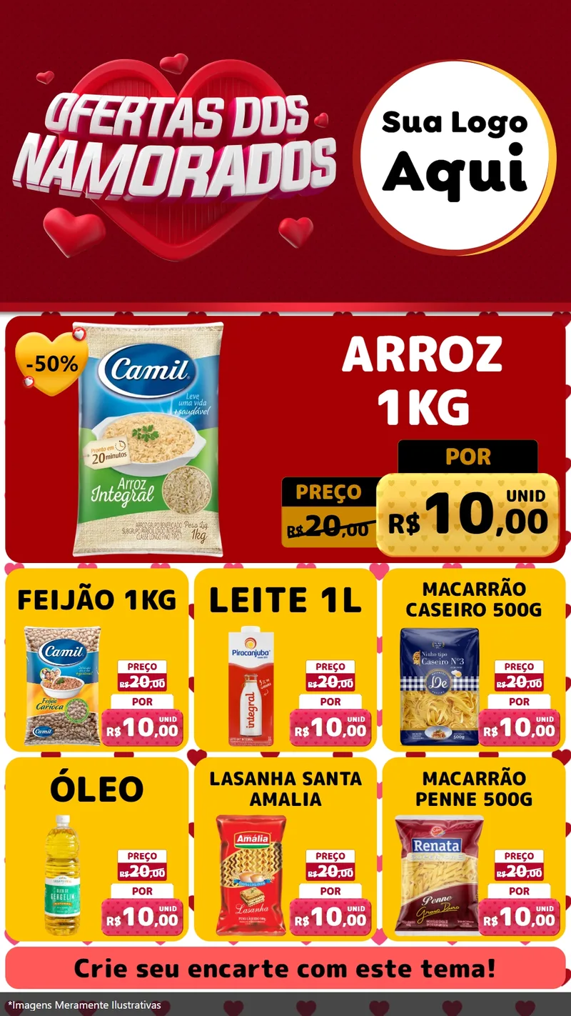 Modelo de Rede Social para Stories com o tema Ofertas Dos Namorados para Supermercado