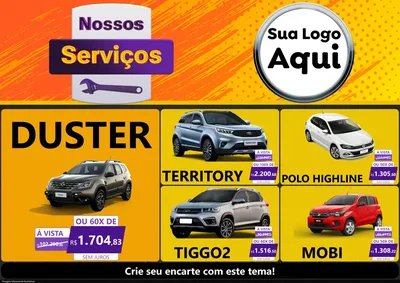 Modelo de Encarte para Encarte A4 Horizontal com o tema Nossos Serviços para Concessionaria de Carros