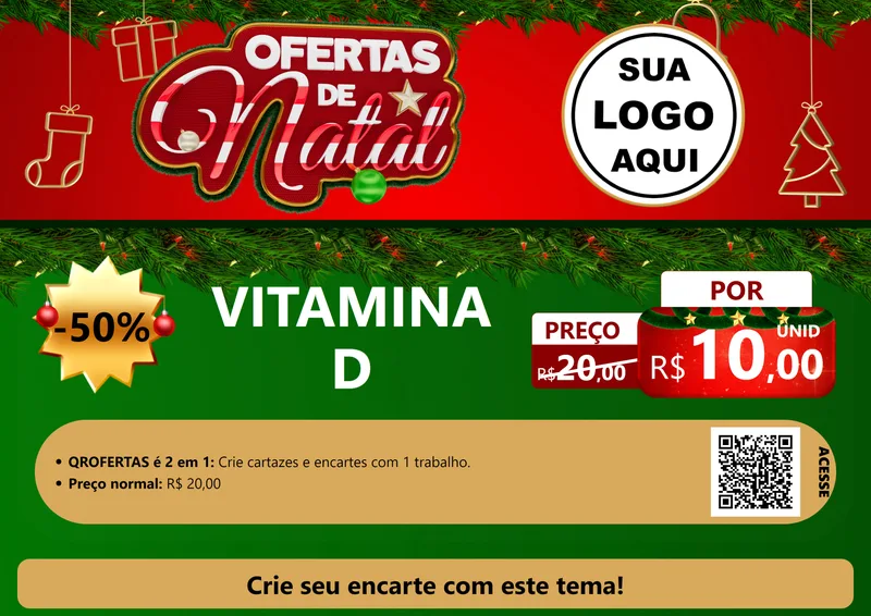 Modelo de Cartaz para Cartaz A4 Horizontal com o tema Ofertas de Natal para Farmácia