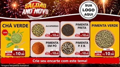 Modelo de TV para TV Horizontal com o tema Saldão de Ano Novo para Produtos Naturais