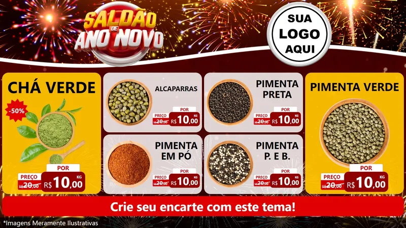 Modelo de TV para TV Horizontal com o tema Saldão de Ano Novo para Produtos Naturais