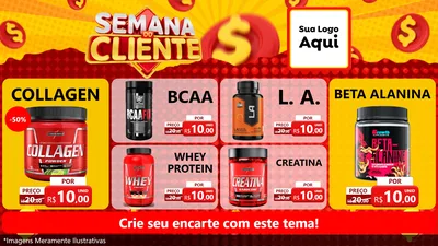 Modelo de TV para TV Horizontal com o tema Semana do Cliente para Suplementos alimentares