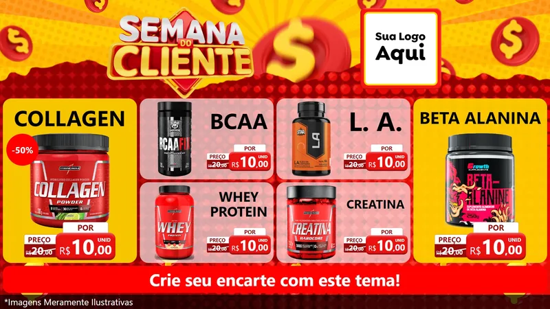 Modelo de TV para TV Horizontal com o tema Semana do Cliente para Suplementos alimentares