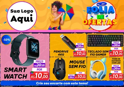 Modelo de Encarte para Encarte A4 Horizontal com o tema Folia de Ofertas para Informática