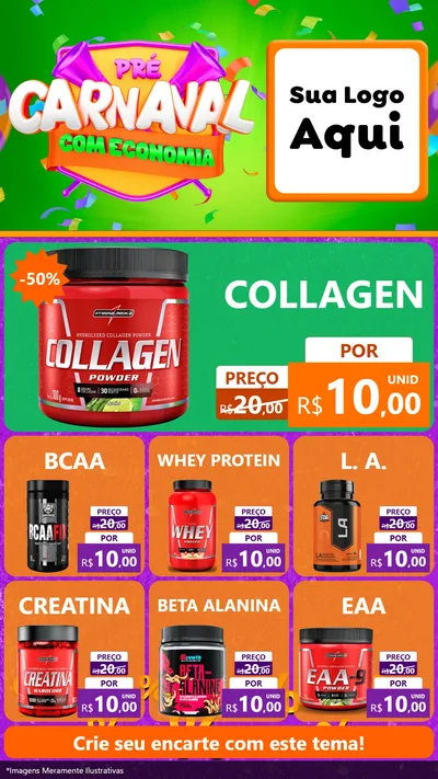 Modelo de Rede Social para Stories com o tema Pré-Carnaval Com Economia para Suplementos alimentares