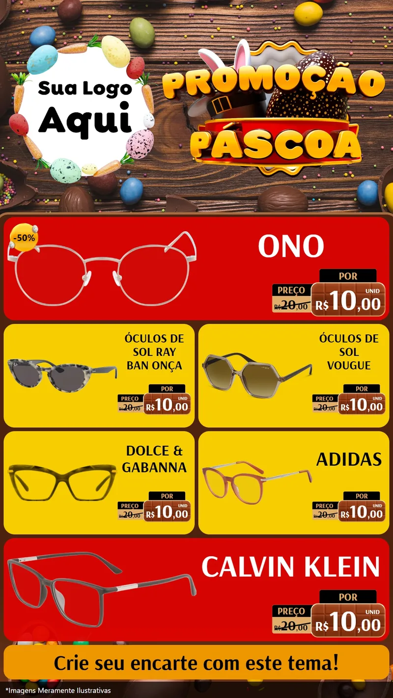Modelo de TV para TV Vertical com o tema Promoção Páscoa para Óticas