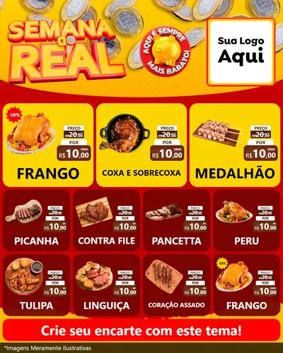 Modelo de Rede Social para Feed Instagram com o tema Semana do Real para Assados