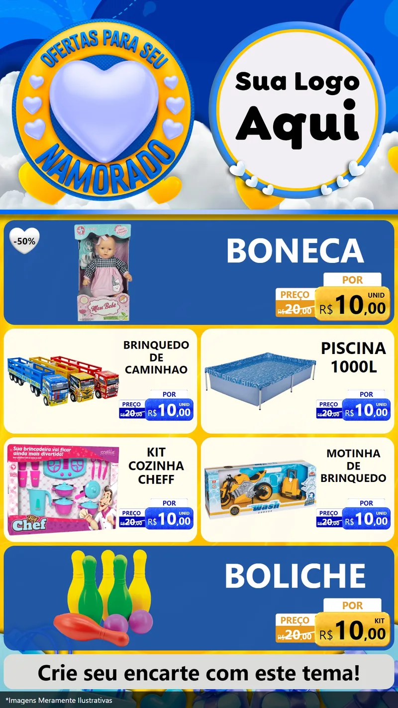Modelo de TV para TV Vertical com o tema Ofertas Para Seu Namorado para Brinquedos