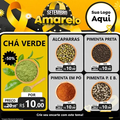 Modelo de Rede Social para Feed Facebook com o tema Setembro Amarelo para Produtos Naturais