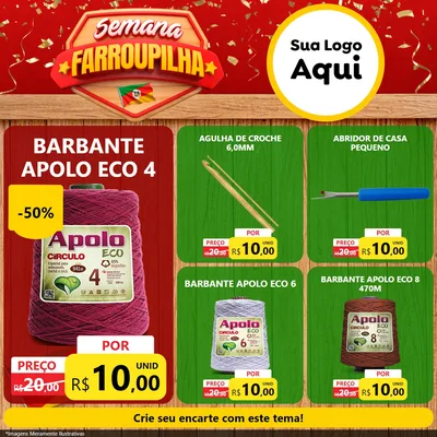 Modelo de Rede Social para Feed Facebook com o tema Semana Farroupilha para Armarinho e Aviamentos