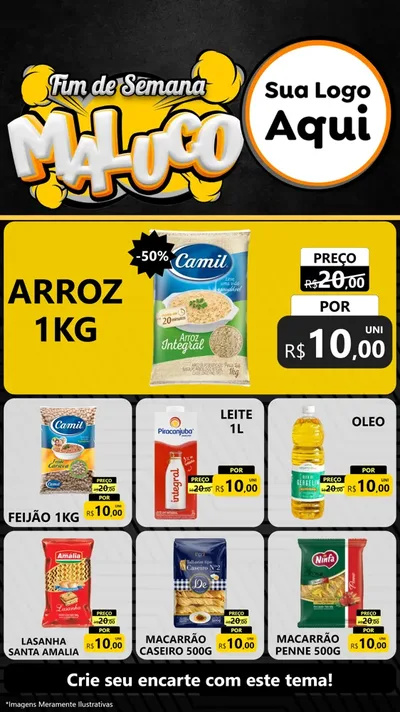 Modelo de Rede Social para Stories com o tema Fim de Semana Maluco para Supermercado