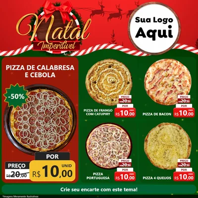 Modelo de Rede Social para Feed Facebook com o tema Natal Imperdível para Pizzaria