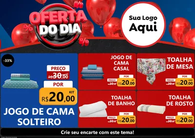 Modelo de Encarte para Encarte A4 Horizontal com o tema Oferta do Dia para Cama, Mesa e Banho