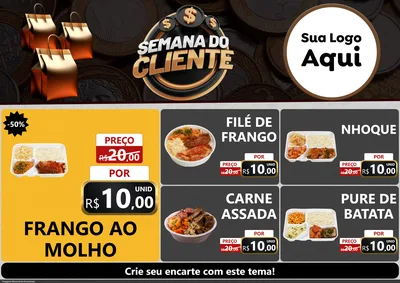 Modelo de Encarte para Encarte A4 Horizontal com o tema Semana do Cliente para Restaurante