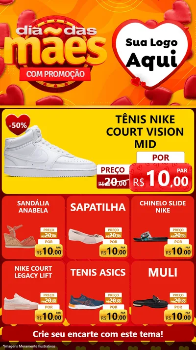 Modelo de Rede Social para Stories com o tema Dia das Mães com Promoção para Calçados