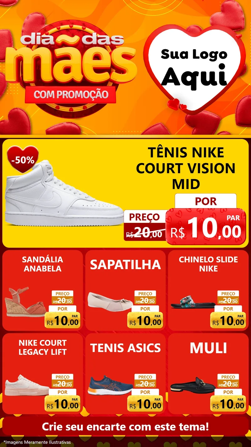 Modelo de Rede Social para Stories com o tema Dia das Mães com Promoção para Calçados