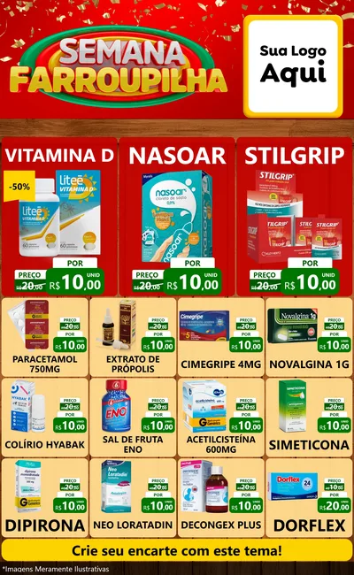 Modelo de Encarte para Encarte Grande com o tema Semana Farroupilha para Farmácia