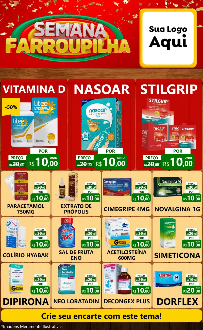Modelo de Encarte para Encarte Grande com o tema Semana Farroupilha para Farmácia