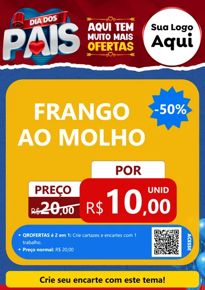 Modelo de Cartaz para Cartaz A4 Vertical com o tema Dia dos Pais para Restaurante