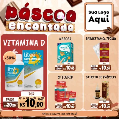 Modelo de Rede Social para Feed Facebook com o tema Páscoa Encantada para Farmácia